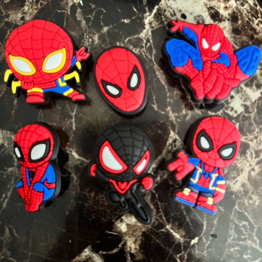 🌺New🌺Set of 6 Spiderman Croc Charms, or Backpack Decoration🌺
